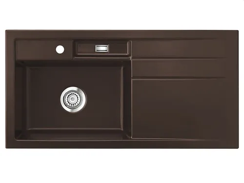 Systemceram Bela 100 Siena Keramikspüle - Keramikspüle in Dunkelbraun, ideal für Unterschränke ab 60 cm, mit Handbetätigung und großzügigem Becken für komfortables Arbeiten in der Küche.