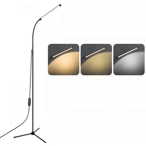 LED Stehlampe Dimmbar mit 3 Farbtemperaturen – Flexible Schwanenhals-Lampe für Wohnzimmer und Büro