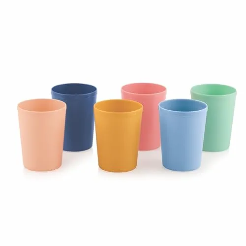 Mastercook 6 Stk. Kleine wiederverwendbare Becher – 236 ml Unzerbrechliche Trinkgläser -Toddler-Becher für Wasser, Saft, Milch–BPA-frei Stapelbare Trinkbecher aus Kunststoff für Küche, Picknicks