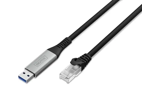 DIGITUS USB 3.2 RJ45 Ethernet Kabel 10 m - Netzwerkkarten, schnelles 1 Gbit/s Übertragung für stabile Internetverbindungen, ideal für Gaming und Streaming
