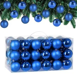 Deuba Weihnachtskugeln 102110, Blau, Kunststoff, Set mit 54 Kugeln