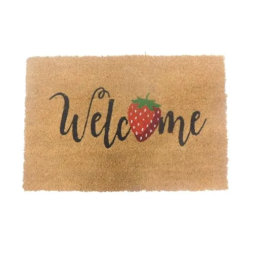 relaxdays Fußmatte Kokos Fußmatte Begrüßung, rechteckig, Höhe: 15 mm, B