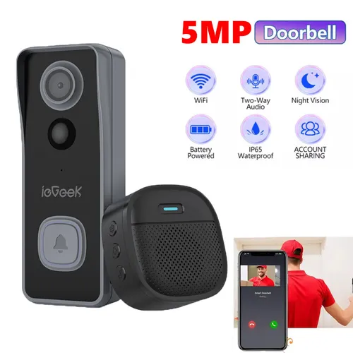 ieGeek WLAN Türklingel Mit Kamera 5MP Nachtsicht Video Funkklingel Funk Doorbell