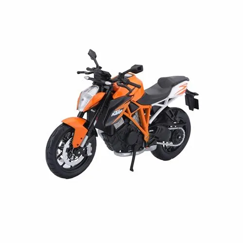Bauer Spielwaren 2049745 KTM 1290 Super Duke R: Originalgetreues Motoradmodell, Maßstab 1:12, mit Federung und Seitenständer, orange -513065