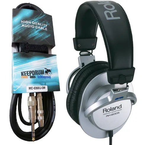 Roland Audio Roland RH-200S Silver mit 3m Verlängerungskabel HiFi-Kopfhörer (Keine, Keine)
