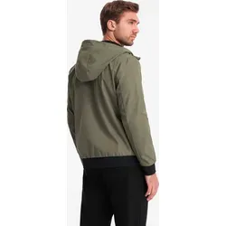 Ombre Clothing Übergangsjacke für Männer Dunkeloliv XL - Stilvolle Herrenjacke für Frühlings- und Herbsttage. Leicht, wasserabweisend und mit atmungsaktivem Mesh-Futter. Verstellbare Kapuze und robuster Reißverschluss sorgen für Komfort und Schutz.