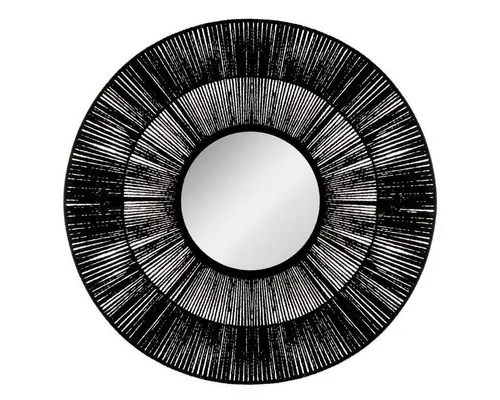 Dekospiegel ETHNIC, Ø 76 cm, schwarz - Eleganter Wandspiegel in Schwarz, ideal für stylische Wohnräume. Mit einem Durchmesser von 76 cm verleiht er jedem Raum ein modernes Ambiente.