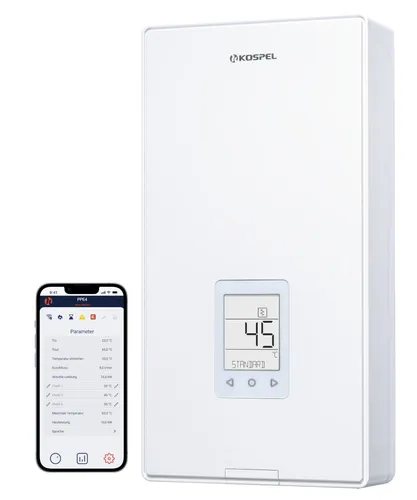 Kospel PPE4.M Durchlauferhitzer 17–24 kW - vollelektronisch & gradgenau regelbar - Sonstige Heizsysteme mit einstellbarem Thermostat und digitaler Anzeige für individuelle Temperaturkontrolle, umweltfreundlich und effizient.