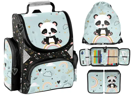 Schuhbeutel Turnbeutel Kinder Mädchen mit Panda-Motiv