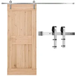 VEVOR Schiebetürsystem 150kg - 2,44m Laufschiene - Türsicherungen mit elegantem Design und hoher Stabilität, ideal für einfache und schnelle Installation. Robuste Kohlenstoffstahlkonstruktion für eine Tragfähigkeit von bis zu 150 kg.