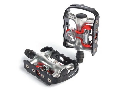 XLC System-Pedal PD-S01: Vielseitiges Klick- und Plattformpedal - Fahrradpedale mit Hybrid-Design: Eine Seite für Shimano SPD, die andere rutschfest für normale Schuhe. Ideal für Pendler und sportliche Fahrten, bietet maximale Flexibilität und Stabilität.