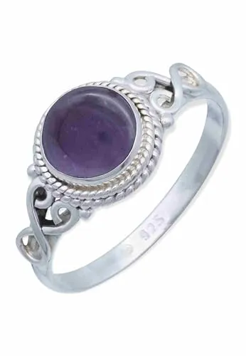 mantraroma Ring Silber 925 Damen Amethyst lila Stein verspielt