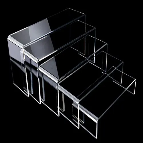 talifoca 5 Stück Acryl Display Riser Stand, Durchsichtiges Makeup Schmuck Display Halter Cupcake Dessert Ständer Halter Für Pop Figuren Sammlerstücke Tischdekoration