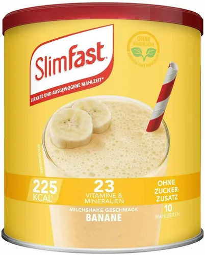 SlimFast Milchshake Pulver Banane – Kalorienarmer Diät-Shake mit hohem Eiweißanteil