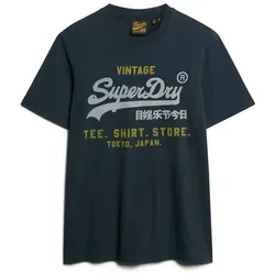 Superdry Rundhalsshirt VL HERITAGE RELAXED TEE - Blau XL - Herren-Shirt aus 100% Baumwolle, pflegeleicht und modisch im relaxed fit. Ideal für lässige Freizeitlooks in der Farbe Eclipse Navy.