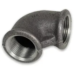 Temperguss Gewindefitting schwarz Winkel 90° (IG - IG) (Ausführung: 1''IG)