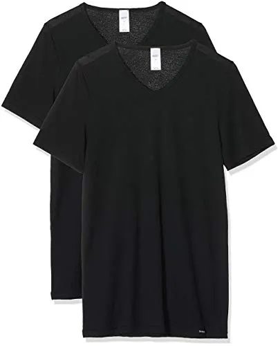 Skiny Herren V-Shirt Kurzarm 2er Pack - T-Shirts für Herren im Doppelpack, V-Shirt mit hohem Tragekomfort aus weicher Baumwolle, ideal für jeden Tag und vielseitig kombinierbar.