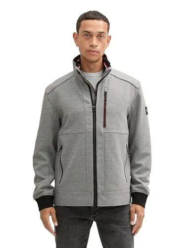 TOM TAILOR Herren Übergangsjacke mit Reflektoren, 31571-Steel Knitted Structure, XXL - Funktionsjacke mit reflektierenden Details und verstaubarer Kapuze. Ideal für aktive Männer, die Wert auf Bewegungsfreiheit und Komfort legen.