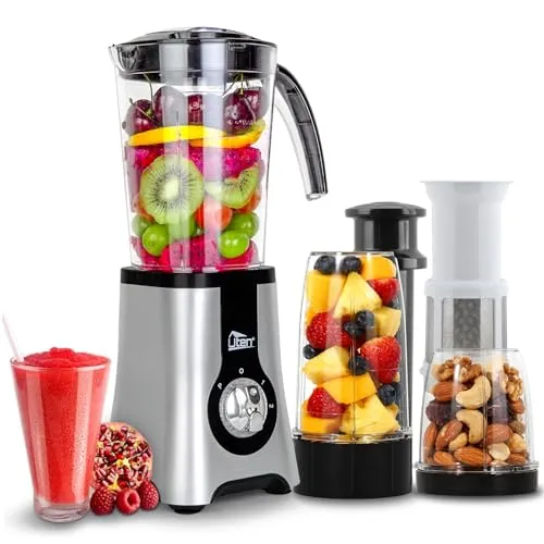 Uten E1339 Standmixer Mixer Smoothie Maker Multifunktion Standmixer Entsafte Fleisch Ice Crusher Elektrisch edelstahl Smoothie Mixer mit Flasche (220W, 22000U/Min)