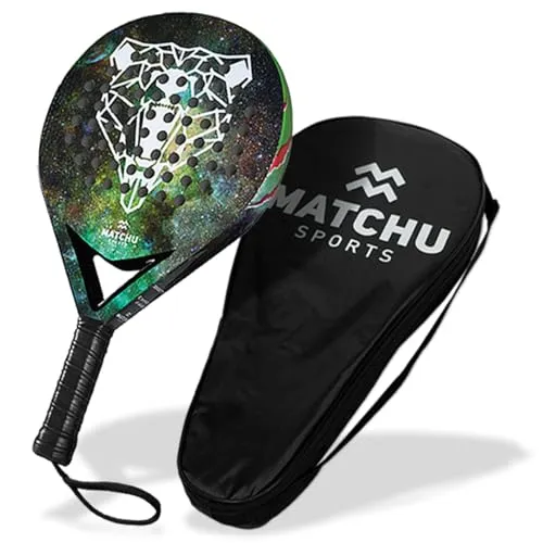 Matchu Padel Schläger - 100% Carbonrahmen mit Glasfaser - Inkl. Transportkoffer - Sportausrüstung & -bekleidung, ideal für Anfänger mit großem Sweet Spot und 3D-Grip Technology für bessere Kontrolle.
