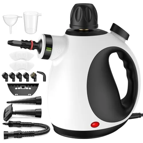 Dampfreiniger Handgerät,1050W Hochleistung Steam Cleaner mit Sicherheitsverriegelung,350ml Tank Handdampfreiniger mit 14 Zubehör,Dampfreiniger für Alles Polstermöbel Auto Fenster Fliesen Teppich