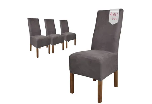SCHEFFLER-HOME LIVE HOMESTYLE Stuhlhusse Leon aus Premium-Microfaser - Elegante Stuhlhusse in edler Wildleder-Optik, grau. Diese stylische Husse schützt Ihre Möbel und verleiht Ihrem Raum einen modernen Look. Pflegeleicht und mit Gummizug für perfekten Sitz.