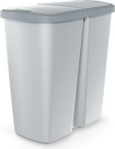 Abfallbehälter Prosperplast COMPACTA Q DUO, 45 l Asche mit hellgrauem Deckel