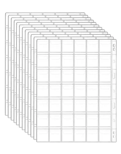 QWORK® 12 Blatt Münzsammlungsseiten, Münztasche für Münzalbum, 9-Loch, 42 Fächer, 29 x 29 mm