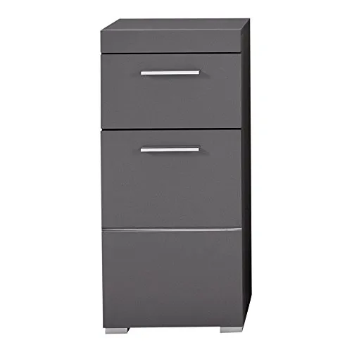 trendteam smart living - Amanda Kommode - Grau Hochglanz - Unterschrank für das Bad, moderne Kommode mit verstellbarem Einlegeboden und flexibler Türmontage, ideal für stilvolle Aufbewahrung.