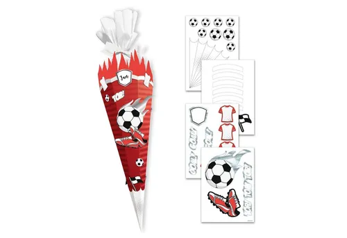 itenga Schultüte itenga DEKO-SET für SCHULTÜTE FUSSBALL rot weiss