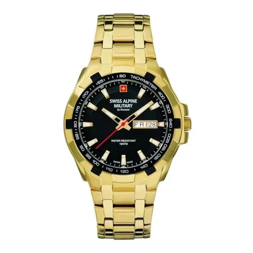 Swiss Alpine Military Herren Uhr 7043.1117SAM - Edelstahl-Armbanduhr mit Datumsanzeige, 42 mm Gehäuse und leuchtenden Zeigern für optimale Ablesbarkeit. Ideal für den aktiven Mann.