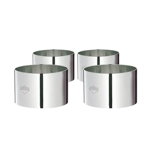 Küchenprofi Speisenring-905052804 - Edelstahl Dessert- und Vorspeisenring, 4 Stück im Set, ideal für kreative Anrichtungen und Kochen wie die Profis, perfekt für jede Küche.