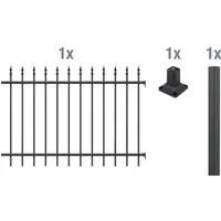 ALBERTS Zaun-Anbauset Chaussee (matt-schwarz, 120 cm) - Zäune & Tore – modernes Zaunsystem mit stilvollen Spitzen, sorgt für Sicherheit und schützt Ihr Zuhause.