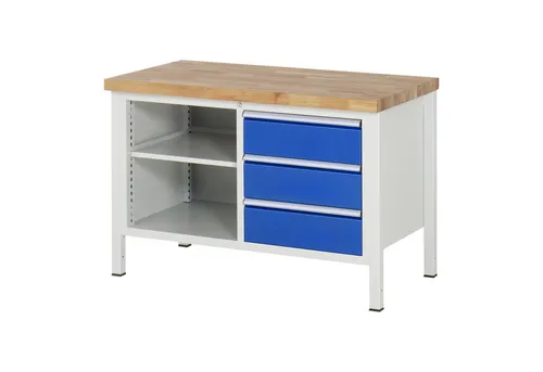 Rau Werkbank Modell 8462 B – 1250 x 700 x 840 mm - Robuste Werkbank in Blau, ideal für vielseitige Einsatzmöglichkeiten. Hohe Stabilität und praktische Größe für effizientes Arbeiten.