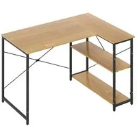 Costway L-förmiger Schreibtisch mit Reversible Regal – Natur 118 x 86 x 74 cm
