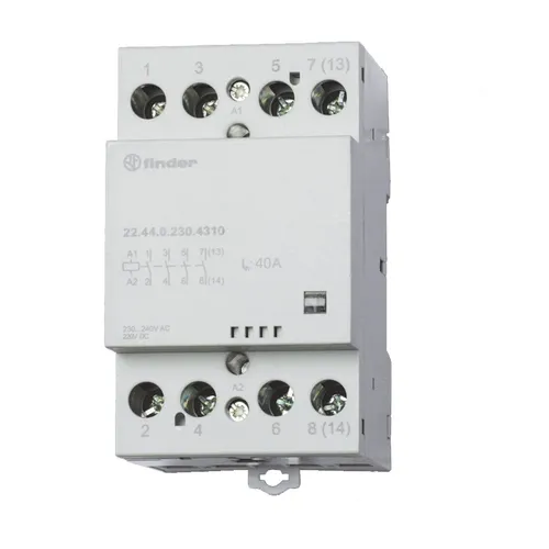 finder Serie 22 - 4 Kontakt Modular 40 A 230 V, ideal für hohe Einschaltströme und brummfreie AC/DC-Ansteuerung