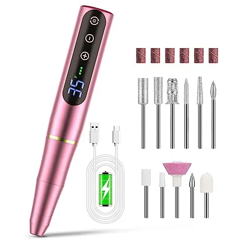 NAILGIRLS Elektrischer Nagelfräser Set 11 in 1 - Professioneller elektrischer Nagelfräser mit 35000 RPM, ideal für Maniküre und Pediküre. Tragbar und leise, mit 11 Zubehörteilen für vielseitige Anwendungen.