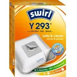 Swirl® Y 293 Ecopor® Staubsaugerbeutel - 3 Packungen mit je 4 Stück + 1 Filter - Staubsaugerbeutel für Allergiker, filtern 99,99% Feinstaub, aus 100% recycelbarem Altpapier, mit Dirtlock® Staubverschluss für saubere Entsorgung.