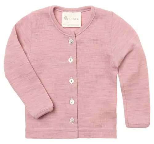 Engel Baby-Cardigan Wool - Cardigan Gr 62/68 rosa - Woll-Cardigan für Babys in Rosa, Größe 62/68; ohne Kapuze und ideal für den Alltag; aus 100% Wolle für maximale Wärme und Komfort.