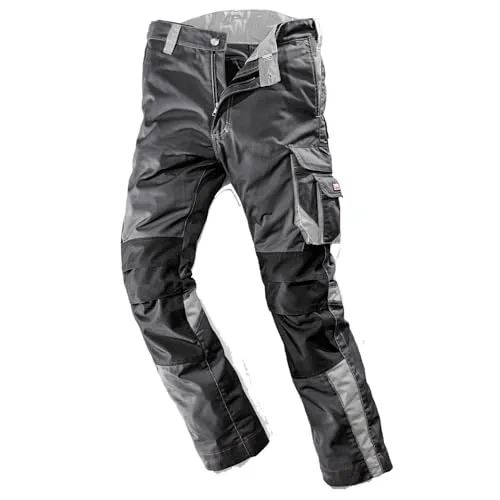Willax Bullstar Arbeitshose Worxtar Schwarz/Grau, Größe 44 - Moderne Arbeitshose mit Easy-More Dehnbund für optimalen Tragekomfort und Bewegungsfreiheit. Verstärkter Kniebereich und vielseitige Taschen bieten praktische Lösungen für jeden Einsatz.