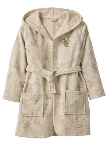 Vertbaudet Kinder Bademantel GREEN JUNGLE mit Recycling-Baumwolle grün bedruckt 158