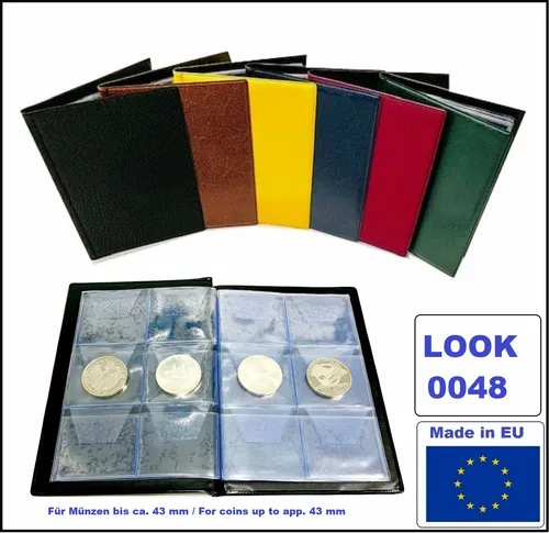 EURO Münzalbum Gelb 8 Münzhüllen Für 48 Münzen bis 43 mm LOOK 0048-Y 20
