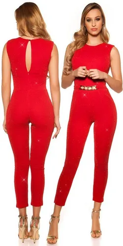 Koucla Glitzer-Overall mit Schnalle - Eleganter Jumpsuit für Business-Anlässe, mit schimmerndem Glitzer und modischer Schnalle für einen stilvollen Auftritt.