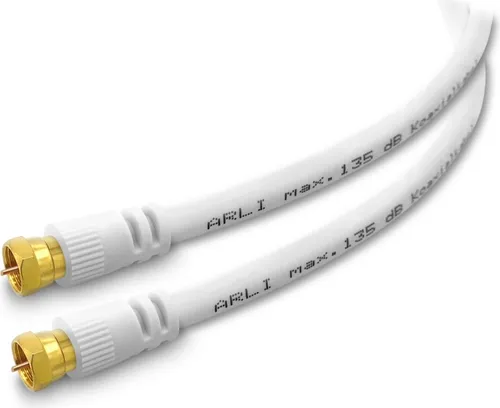 1m ARLI HD Sat Anschlusskabel weiss – max. 135 dB 5-fach geschirmt | vergoldete F-Stecker | DVB-S/S2 DVB-T/T2 DVB-C/C2 4K 8K HDTV