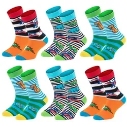 TippTexx 24 Socken 6 Paar bunte Kindersocken, sanfte Baumwolle, für Mädchen & Jungen bunt 27-30