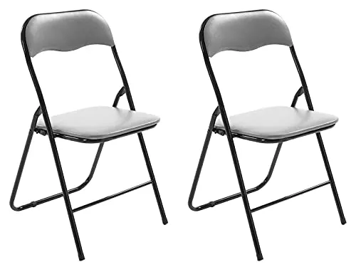 CLP Klappstuhl Felix 2er Set - Gepolstert & Platzsparend - Klappstühle aus Metall mit gepolstertem PVC-Sitz, ideal für Küche oder Camping. Leicht zu reinigen und platzsparend zusammenklappbar. Max. Belastbarkeit: 115 kg.