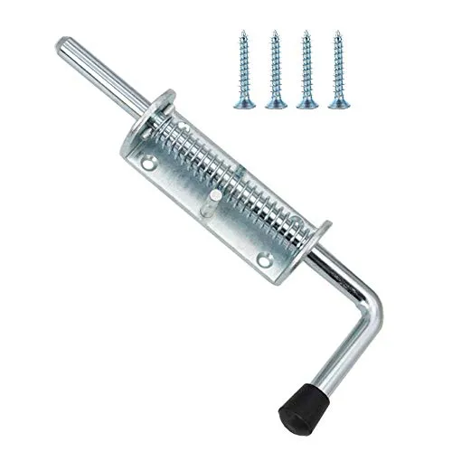 KAIISSA Federriegel Torriegel Bolzenriegel Schlossriegel Türriegel Stahl verzinkt mit Federung Torriegel Schieber Türen Tore Tor Riegel Ø12 x 200mm für Anhänger Tore UVM. Heckklappenverschluss Silber