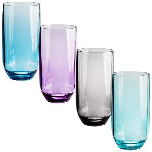 4 Stück Acryl Trinkglas PASTELLFARBEN 450 ml - für 4 Personen - Camping Glas Set - bruchfest - Kunststoff Party Picknick Kinder Wasserglas 11