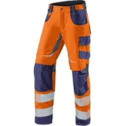 Sommerhose REFLECTIQ PSA 2 in Warnorange/Dunkelblau, Größe 31 - Warnschutzhose mit CORDURA-Verstärkungen und ergonomischer Passform für optimale Bewegungsfreiheit, ideal für sicheres Arbeiten bei Tag und Nacht.