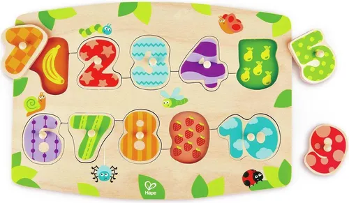 Hape Zahlen-Steckpuzzle Holzspielzeug Lernspiel bunt